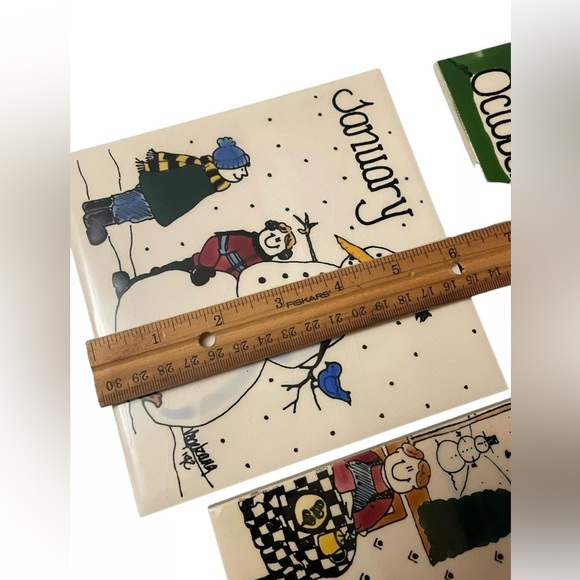 H&R JOHNSON Calendar Tile Trivet England Set Of 6 Collectibles Wall Decor - Picture 9 of 11